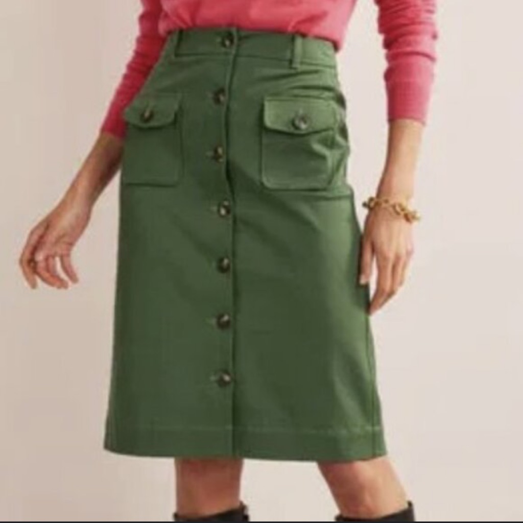 Boden Utility Pocket Midi Skirt Green Size 6